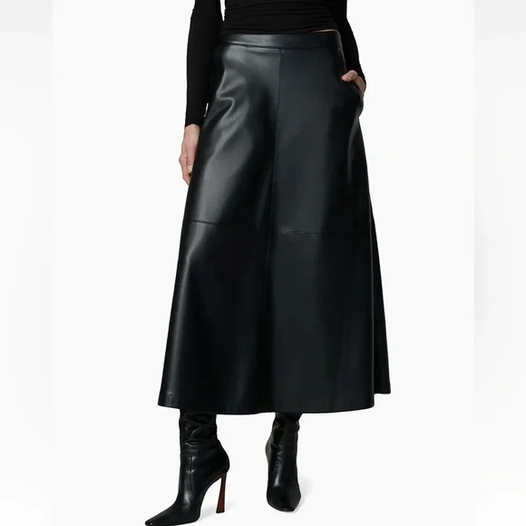 JOE’S JEANS BLACK TAVI VEGAN LEATHER SKIRT - Picture 1 of 7